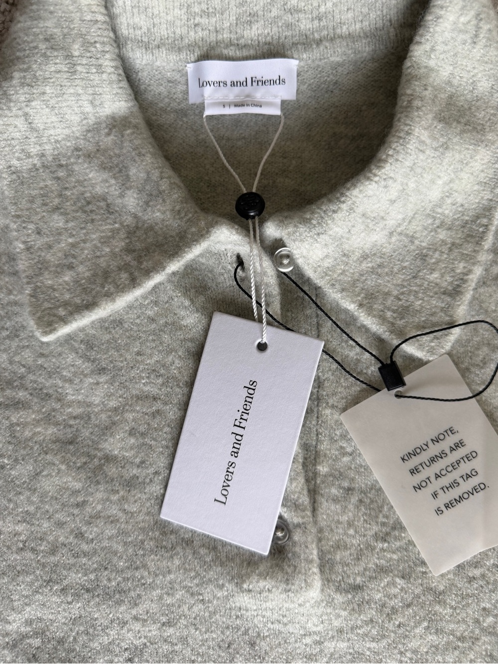 NWT Lovers and Friends Ivy Polo Sweater Light Grey S Soft Collared Revolve - Picture 4 of 12